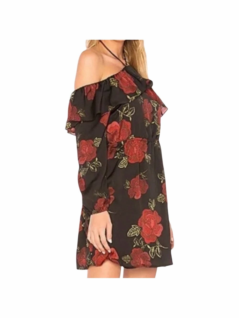 Cupcakes and Cashmere Boden Halter Cocktail Dress Red Black Floral Small NWT